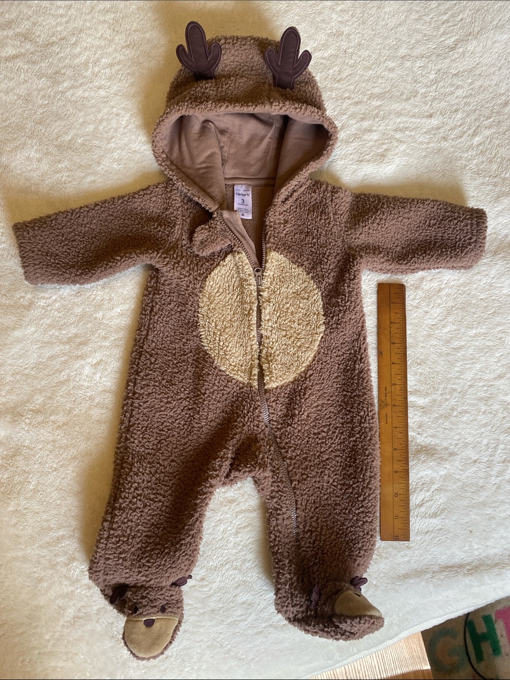 Carter's Brown Sherpa Reindeer Footed One-Piece